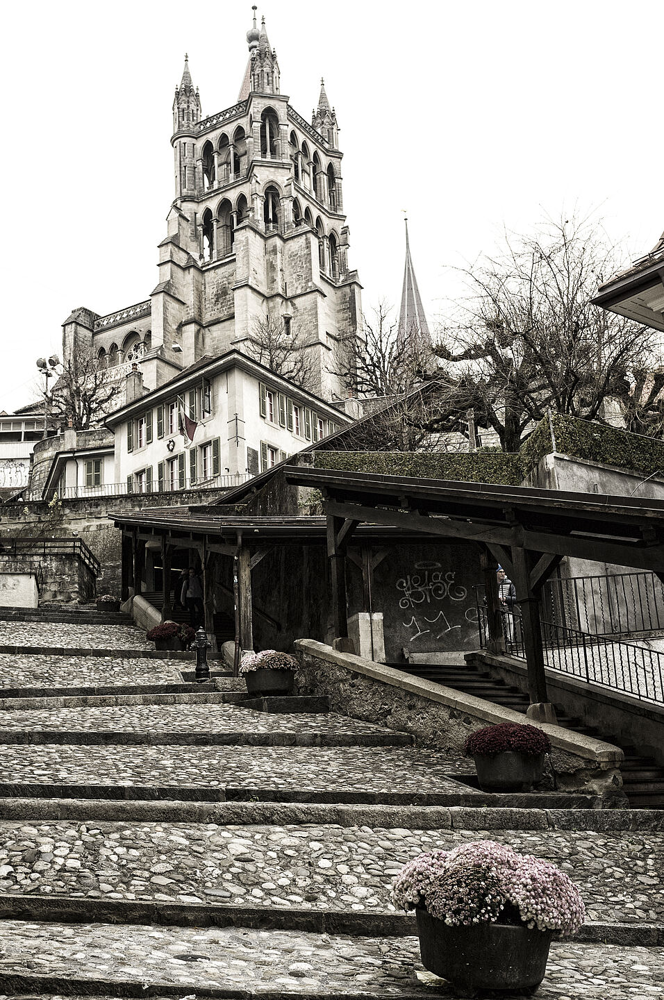 Die gothische Kathedrale von Lausanne. 